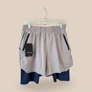 ARSUXEO Men's 2 in 1 Active Running Shorts with 2 Zipper Pocket